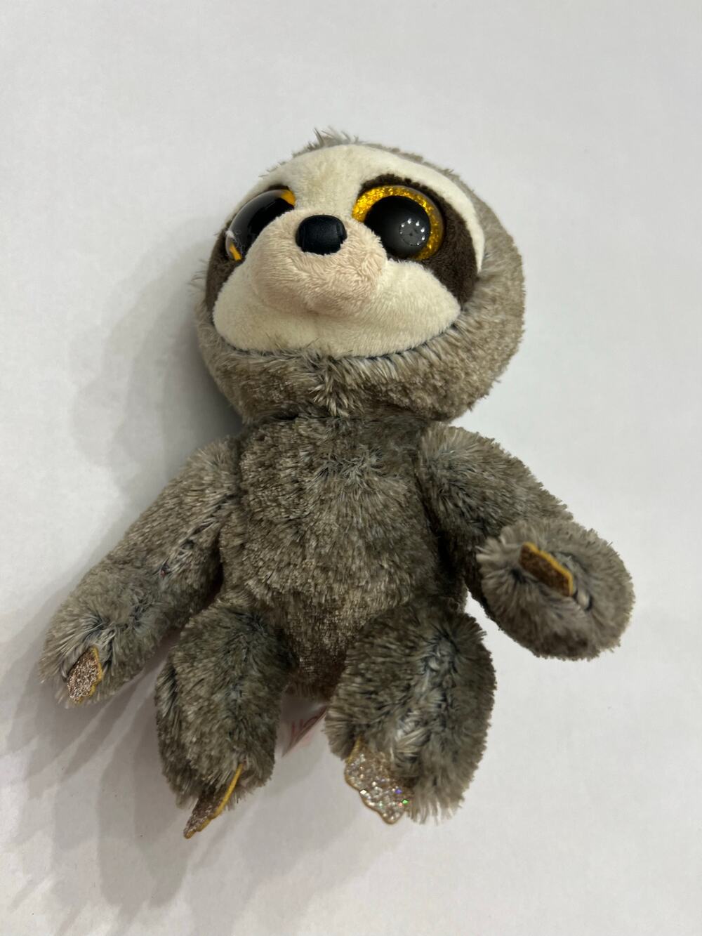 TY Beanie Boo Dangler Sloth Plush with Tag – Glittery Gold Eyes